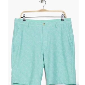 New $65 Greg Norman Men's Performance‎ Shorts Palm Leaves Mint Green Size 36
